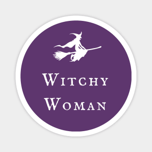 Witchy Woman Female Witch Flying on Broomstick Wiccan Pagan Design Magnet